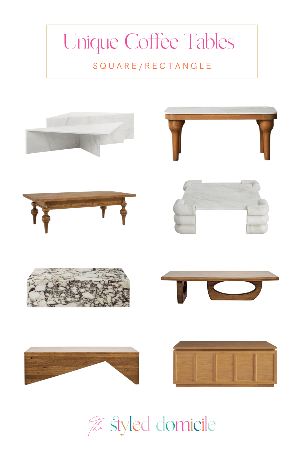 unique square and rectangular coffee tables