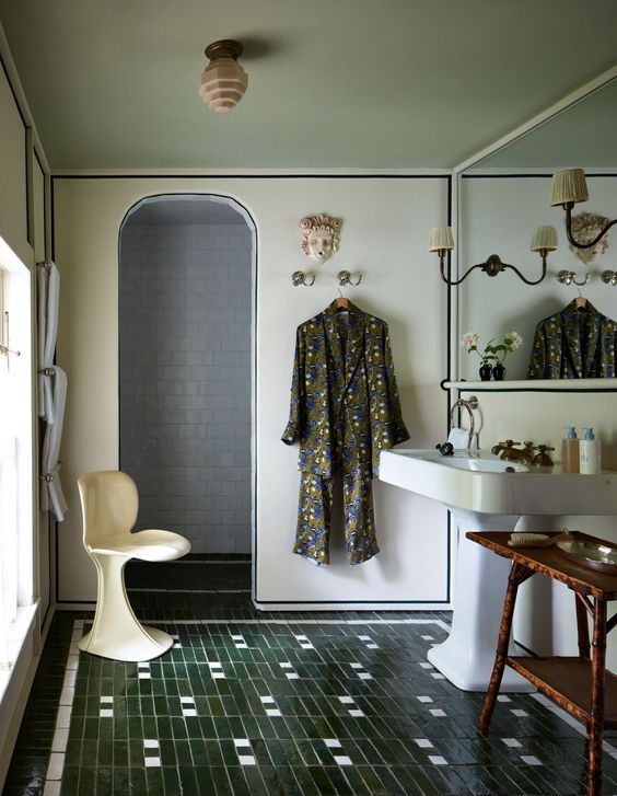 bathroom with cool tile floor