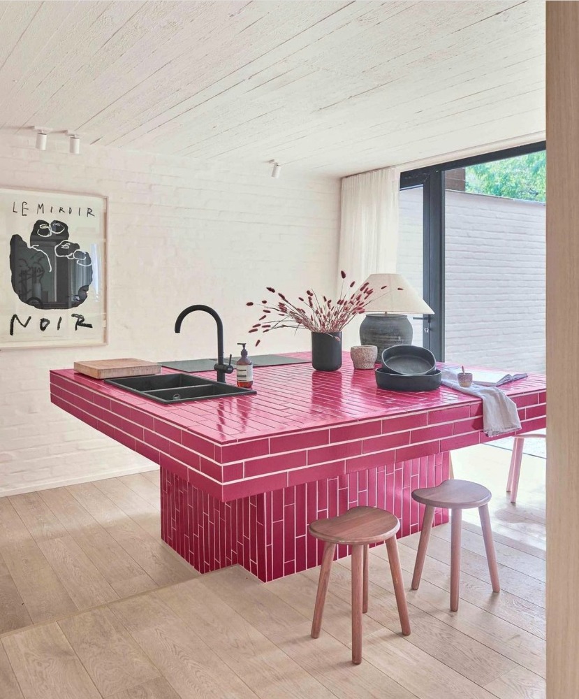 pink-subway-tile-kitchen-island