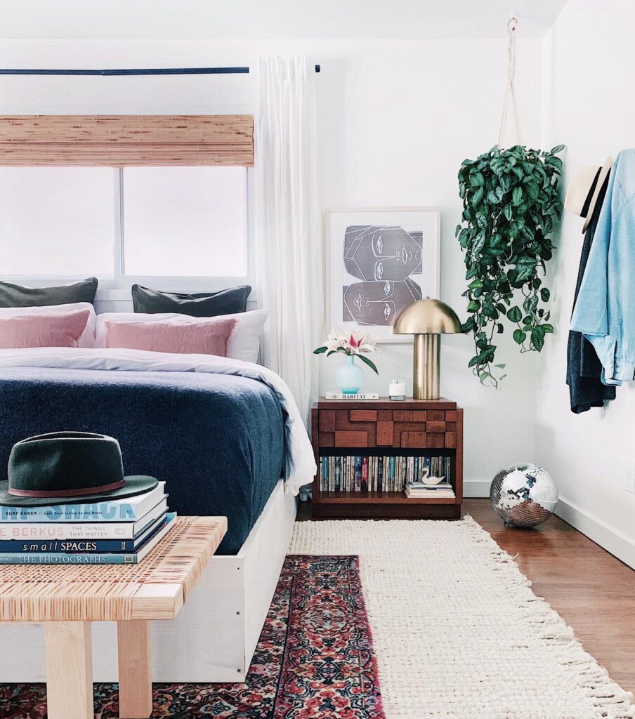 hanging plant in a bedroom